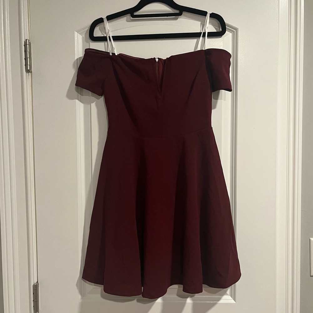 Play the Party Plum Purple Off-the-Shoulder Skater Dress